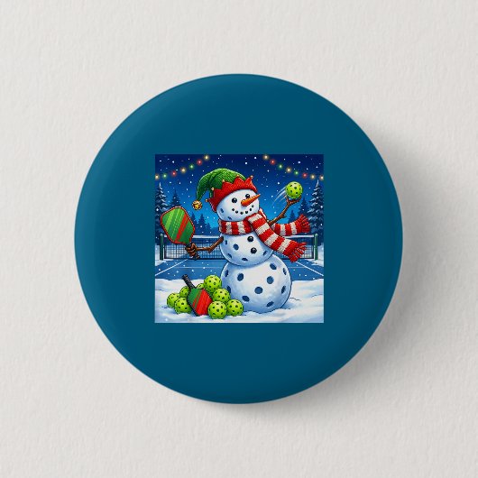 Santa Hat Snowman Xmas Funny Ckleball Christmas  Ronde Button 5,7 Cm (Voorkant)