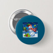 Santa Hat Snowman Xmas Funny Ckleball Christmas  Ronde Button 5,7 Cm (Voorkant /achterkant)