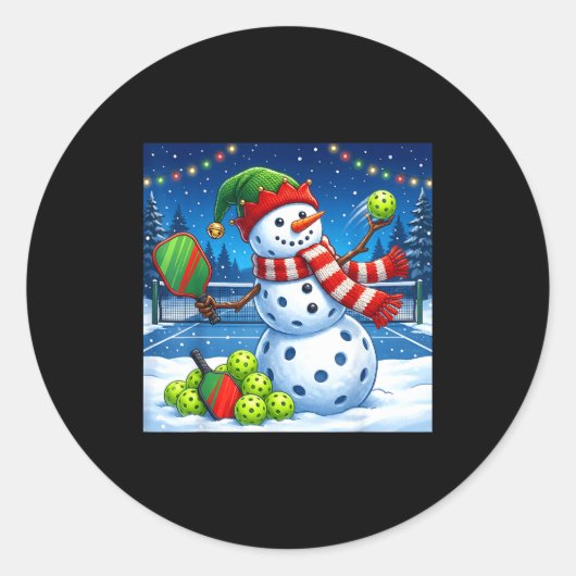 Santa Hat Snowman Xmas Funny Ckleball Christmas  Ronde Sticker (Voorkant)