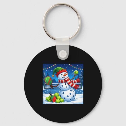 Santa Hat Snowman Xmas Funny Ckleball Christmas  Sleutelhanger (Voorkant)