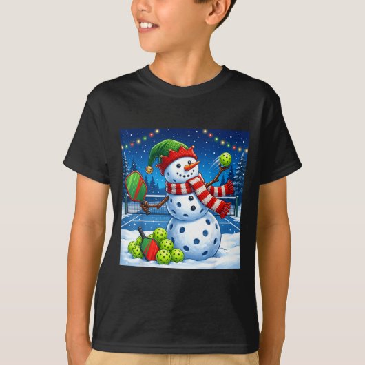 Santa Hat Snowman Xmas Funny Ckleball Christmas  T-shirt (Voorkant)