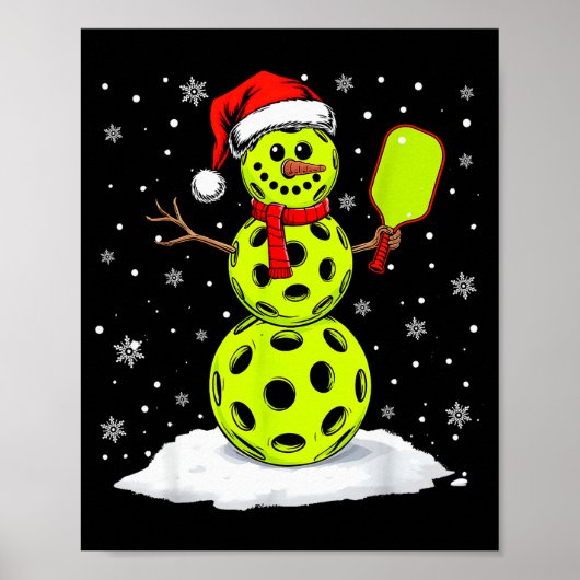 Santa Hat Snowman Xmas Funny Ckleball Lover Christ Poster (Voorkant)