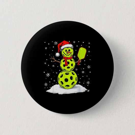 Santa Hat Snowman Xmas Funny Ckleball Lover Christ Ronde Button 5,7 Cm (Voorkant)