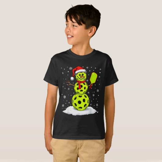 Santa Hat Snowman Xmas Funny Ckleball Lover Christ T-shirt (Voorkant volledig)