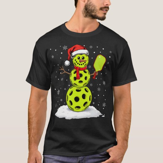 Santa Hat Snowman Xmas Funny Pickleball Lover Chri T-shirt (Voorkant)