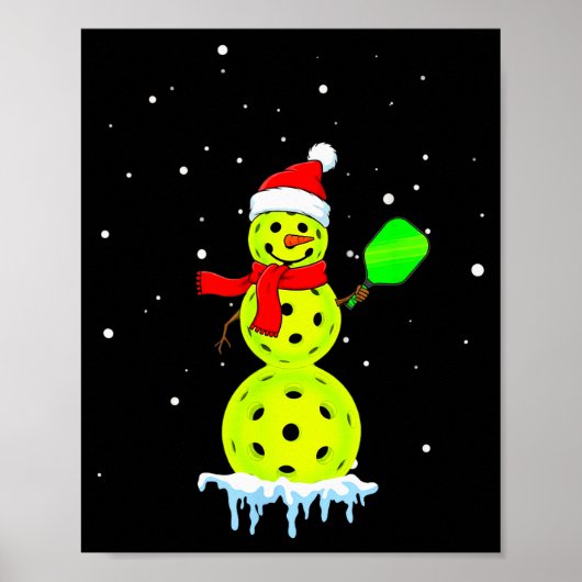 Santa Hat Snowman Xmas Funny Pickleball Player Pad Poster (Voorkant)