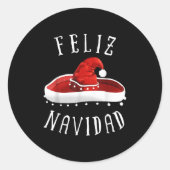Santa Hat Sombrero Christmas Mexico Feliz Navidad  Ronde Sticker (Voorkant)