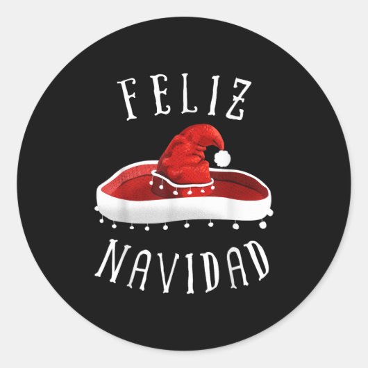 Santa Hat Sombrero Christmas Mexico Feliz Navidad  Ronde Sticker (Voorkant)