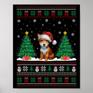 Santa Hat Speelgoed Fox Terrier Dog Xmas Tree Ligh Poster