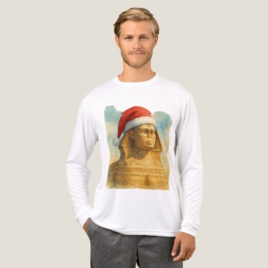 Santa Hat Sphinx Egyptian Christmas & New year art Tri-Blend Shirt (Voorkant)