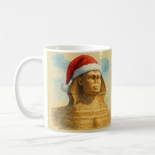 Santa Hat Sphinx Mug Egyptian Holiday Koffiemok (Links)