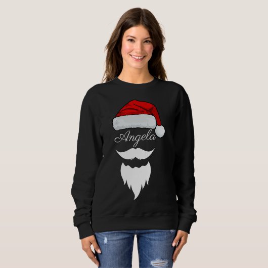 Santa Hat Split Monogram Shirt, Personalized Name Trui (Voorkant volledig)