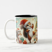 Santa Hat Squirrel Celebration Coffee Mok (Links)