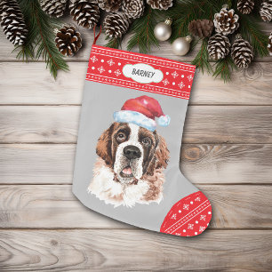 Santa Hat St Bernard Snowflake Border Grote Kerstsok