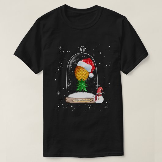 Santa Hat Swinger Ondersteboven Ananas Snow Wereld T-shirt (Design voorkant)