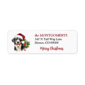 Santa Hat Swiss Mountain Dog Christmas Etiket (Voorkant)