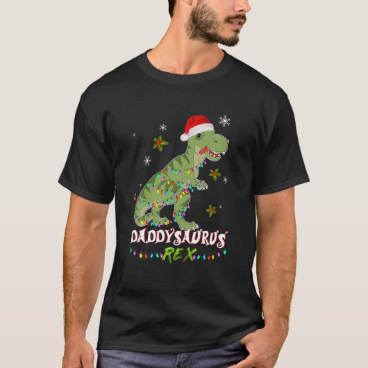Santa Hat T Rex Matching Family Kerstmis Dinosaur T-shirt (Voorkant)