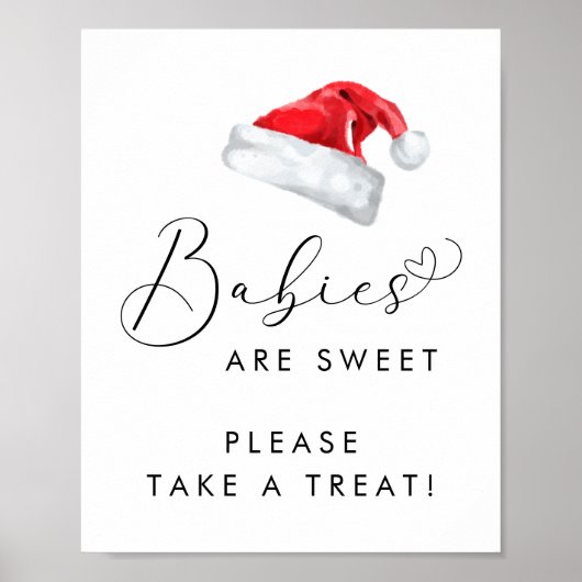 Santa Hat Take a Treat Baby shower Poster (Voorkant)