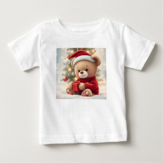 Santa Hat Teddy Bear Baby Shirt – Kerstcadeau