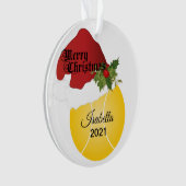 Santa Hat Tennis Design | DIY-naam Ornament (voorkant)