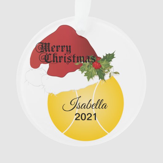 Santa Hat Tennis Design | DIY-naam Ornament (voorkant)
