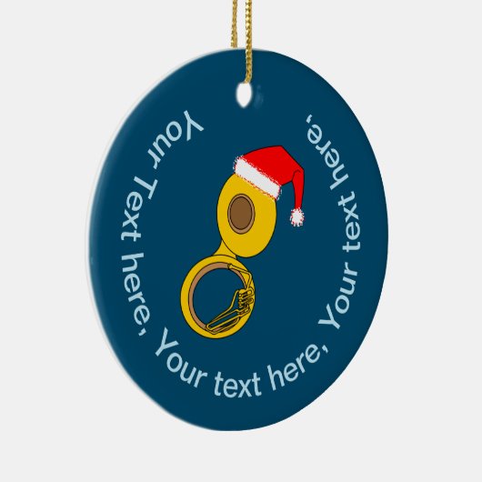 Santa Hat Tuba Keramisch Ornament (Rechts)