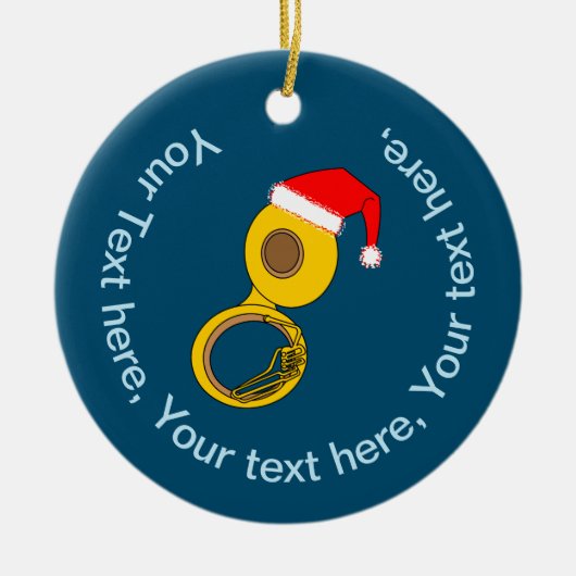 Santa Hat Tuba Keramisch Ornament (Voorkant)