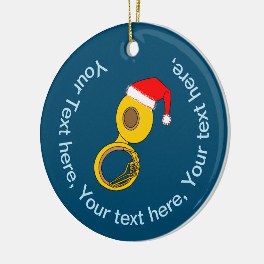 Santa Hat Tuba Keramisch Ornament (Links)