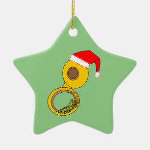 Santa Hat Tuba Keramisch Ornament