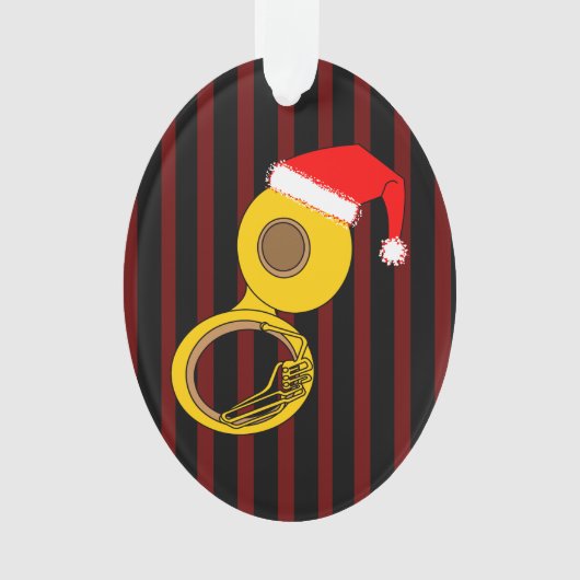 Santa Hat Tuba Stripes Ornament (voorkant)