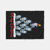 Santa Hat Ugly Xmas Funny Wolf Christmas Tree  Fleece Deken (Voorkant (Horizontaal))