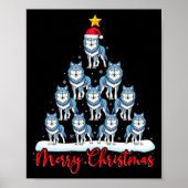 Santa Hat Ugly Xmas Funny Wolf Christmas Tree  Poster (Voorkant)