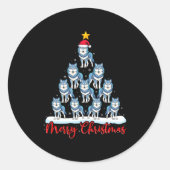 Santa Hat Ugly Xmas Funny Wolf Christmas Tree  Ronde Sticker (Voorkant)