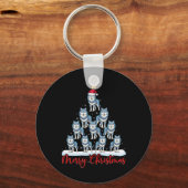 Santa Hat Ugly Xmas Funny Wolf Christmas Tree Sleutelhanger (Voorkant)