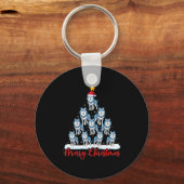 Santa Hat Ugly Xmas Funny Wolf Christmas Tree  Sleutelhanger (Voorkant)