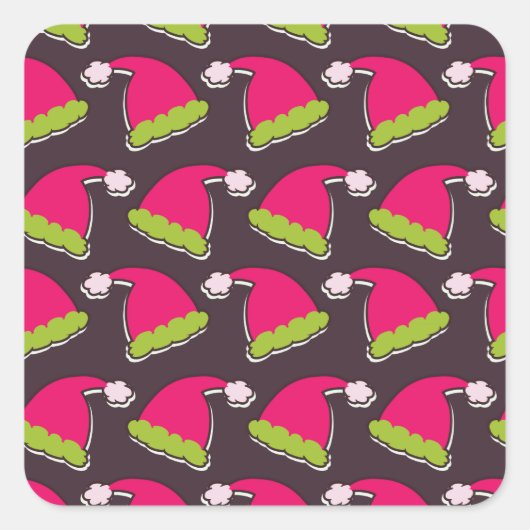 santa hat vierkante sticker (Voorkant)