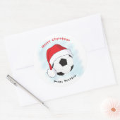 Santa Hat Voetbal Merry Kerstmis Ronde Sticker (Envelop)