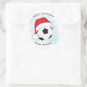 Santa Hat Voetbal Merry Kerstmis Ronde Sticker (Tas)