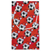 Santa Hat-Voetbal op rood Klein Cadeauzakje (Achterkant)