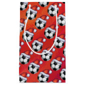 Santa Hat-Voetbal op rood Klein Cadeauzakje (Voorkant)