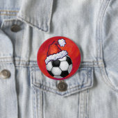 Santa Hat-Voetbal op rood Ronde Button 7,6 Cm (In situ)