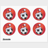 Santa Hat-Voetbal op rood Ronde Sticker (Vel)