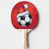 Santa Hat-Voetbal op rood Tafeltennisbatje (Voorkant)