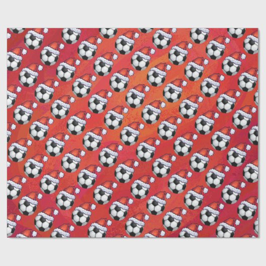 Santa Hat Voetbal Pattern op Red Cadeaupapier (Vlak)