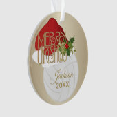 Santa Hat 🏐 Volleyball | DIY-naam Ornament (voorkant)