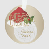 Santa Hat 🏐 Volleyball | DIY-naam Ornament (voorkant)