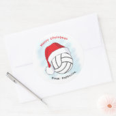 Santa Hat Volleyball Merry Kerstmis Ronde Sticker (Envelop)