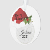 Santa Hat Volleyball-ontwerp | DIY-naam Ornament (voorkant)