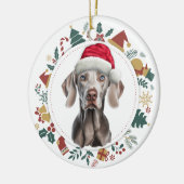 Santa Hat Weimaraner Kerst Afbeeldingen krans Keramisch Ornament (Links)