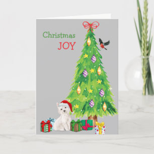 Santa Hat Westie- en vakantieboom Feestdagen Kaart